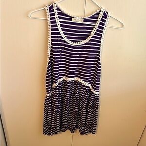 Pixi+Ivy Women’s Small Plum Purple and White Striped Tank Top